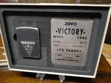 VE VJ DAY 75TH ANNIVERSARY VICTORY STEEL ZIPPO LIGHTER MINT LIMITED EDITION picture