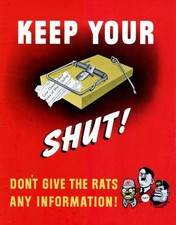 1942 WWII Poster Photo 11X14 Keep Your Trap Shut picture