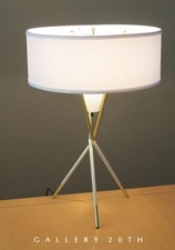 LIGHTOLIER MID CENTURY MODERN TRIPOD LAMP GERALD THURSTON WHITE 50s ATOMIC VTG picture