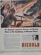 1942 Diebold Safe & Lock Fortune WW2 Print Ad Q2 Fire Firefighters Bomb War Hose picture