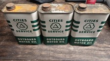 Vintage Cities Service Outboard Motor Oil Quart Can Full Full Never Used picture