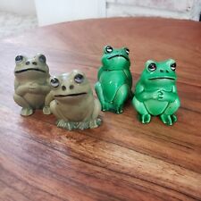 Vintage 4 Hard Plastic Frog Figurines Hong Kong Whimsical 1.5