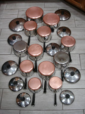 USA MADE -Vintage REVERE WARE Copper Bottom 22 Pc. Cookware Set GORGEOUS picture