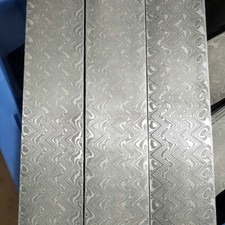 1X Handmade Damascus Steel Billet Knife Blank Blade DIY Making Bar Wave Pattern picture
