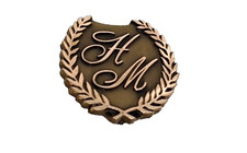 Vintage O.C. Tanner CTO 1/10 10k Gold Filled HM Monogram Laurel Wreath Pin 1