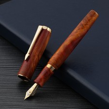 Hongdian A7 Red Stabilized Wood Fountain Pen EF/F Nib Smooth Writing Gift Pen picture