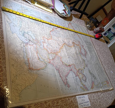 RARE Original 1921 Map Asia & Adjoining Europe with a Portion of Africa Nat Geo picture