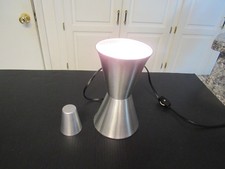 Vintage 1990s Lava Lite Silver Lava Lamp BASE and CAP ONLY Tested Metal picture
