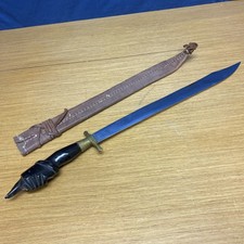 Vintage 1970's Negrito Bolo 27” Knife w/Wood Carved Handle & Leather Sheath picture