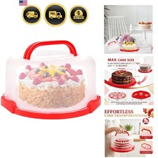Cake Carrier with Collapsible Handle - Plastic Red Cake Container and Holder ... picture