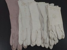 Lot VTG Ladies Gloves 5 Pairs Embroidered Fancy Formal Leather Display Grandma picture