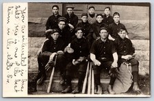 Nebraska Wesleyan University Baseball Team Players Bats Real Photo RPPC picture