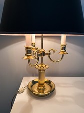 Vintage Baldwin Solid Brass 3 Arm Serpentine Bouillotte Lamp Black Shade picture