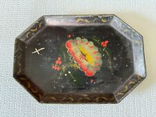 Antique Primitive Hand Painted Decorative Tole Tinware Toleware Tray picture