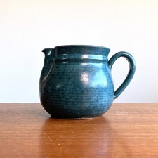 Victoria Littlejohn Studio Pottery MCM Stoneware Blue Small Milk Pitcher 3 5/8