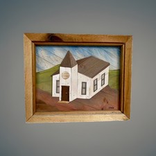 Vtg Texas Folk Art Reclaimed Lobster Trap Wood Mosaic Country Church by J Craig picture