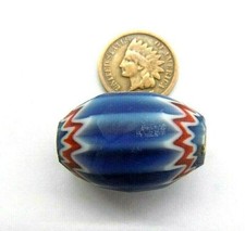 Amazing Aqua Chevron Trade Bead African  Strange layering Rare Collector  W3 611 picture