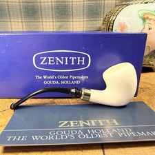 Vintage Pristine ZENITH Old Mokum DeLuxe Gold Ceramic Unsmoked Estate Tobac Pipe picture