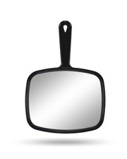 Hand Mirror with Handle 10.3in x 7.4in Black Salon Handheld Hanging Shaving picture