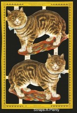 Mamelok English Embossed Scrap Die Cut - Beautiful Majestic Large Cats A126 picture