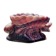 EAPG Challinor Taylor Purple Slag Glass Flying Fish Master Salt Dish Vtg picture