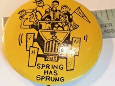 Vintage 1963 “Spring has Sprung” Syracuse New York NY Button Pin ~ Ships FREE picture