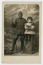 African American Soldier 370th 1918 White Girl Dog RPPC Black Regiment J16146 picture
