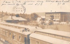 Real Photo Mandan North Dakota TRAIN DEPOT 1906 RPPC Holmboe Photo Postcard picture