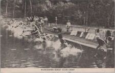 Girls Club Camp Olean Street Worcester MA Swimming Pool Diving 1953 Postcard picture