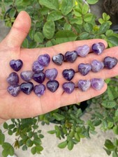 10pc Natural Dreamy Amethyst Mini Heart hand-carved quartz crystal reiki gift picture