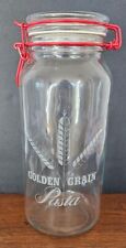 Spaghetti Jar Golden Grain Pasta Vintage Glass Canister Locking, Hinged, Anchor picture
