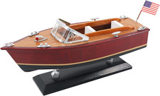 Wooden Speedboat Model, 10 Inch Classic Runabout Boat Decor picture