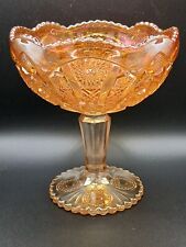 Vintage Imperial Glass Marigold Carnival Glass Hobstar Pedestal Candy Compote  picture
