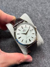 Orient Automatic Watch White Dial Leather Strap Date Display picture