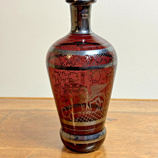 Vintage Amethyst Venetian Glass Decanter Silver Overlay picture