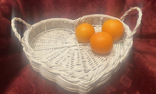 Vintage White Wicker and Wire Large Heart Shaped Basket picture