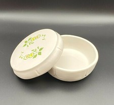 Vintage Federalist White Covered Trinket Box Ashtray Flowers HTF Made In The USA picture
