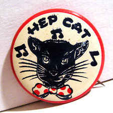 Vintage 1940-1950's Hep Cat Novelty Funny Pinback Button Old Stock picture
