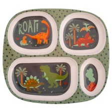 Stephen Joseph Kids Melamine Divided Dinner Plate, Toddler Dino Plate picture