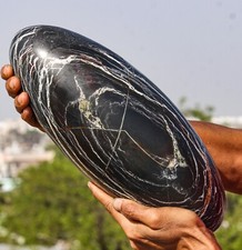 Huge 350MM Black Imperial Jasper Crystal Lingam Healing Chakra Energy Shivling picture