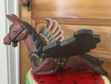Vtg Flying Winged Pegasus Horse Carved Bali Spirit Chaser Crib Guardian picture