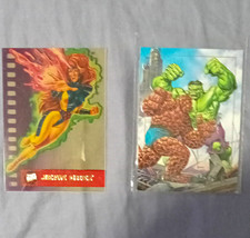SkyBox 1992 Marvel Masterpieces Trading Card Lot (2) Jean Grey, Thing vs Hulk picture