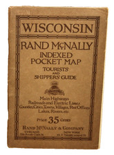 WISCONSIN Rand-McNally Indexed Pocket Map Tourists' & Shippers' Guide + Map picture