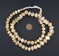 Antique Mauritanian Conus Shell Beads 11mm African White Unusual Handmade picture