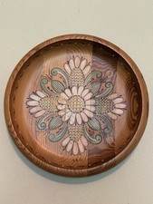 Vintage 10” Hand Painted Norwegian Rosemaling Wooden Bowl-Folk Art Signed M.H.G. picture