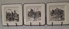 Set 3 Vintage Cities Plates London Paris Rome 7.75