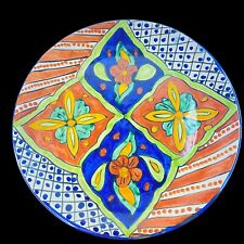 Vintage Mexican Pottery Plate Talavera Mexican Art Folk Platter 11.5”D picture
