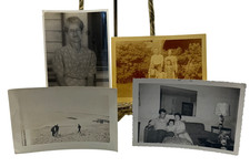 Vintage 1948-57 American Family Beach Life Lot 4 Photos 3.5x5 B&W Gelatin Orig picture
