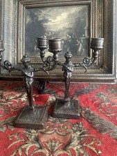 Maitland-Smith Vintage Bronze  Candlesticks Pair picture