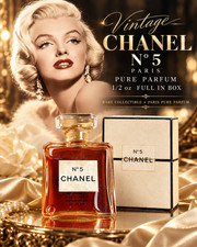 Rare Vintage CHANEL No.5 Paris Pure Parfum 1/2 oz – Full Bottle in Original Box picture